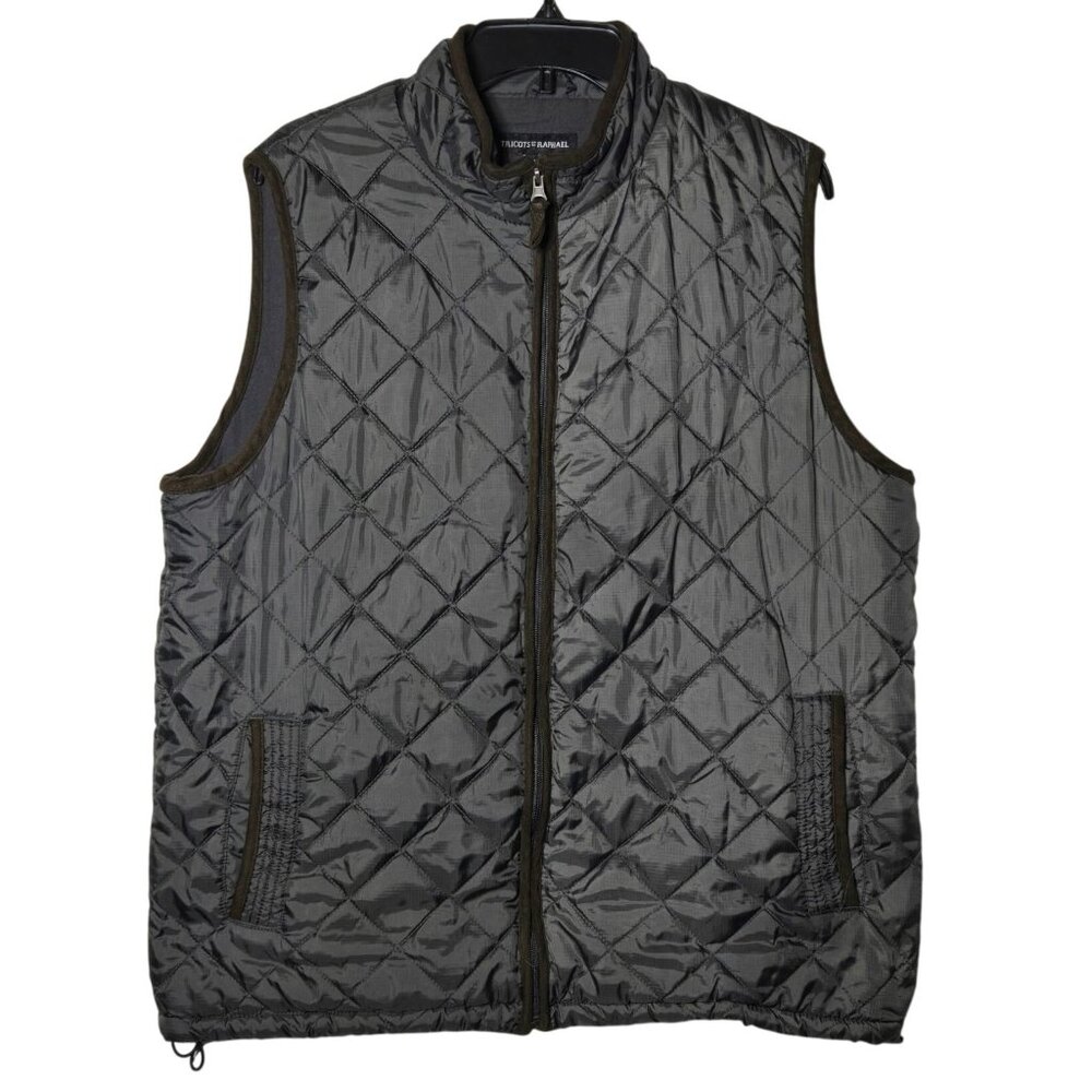 Tricots St Raphael Mens Quilted Puffer Vest Size Large Outdoor Winter Zip‎ Front